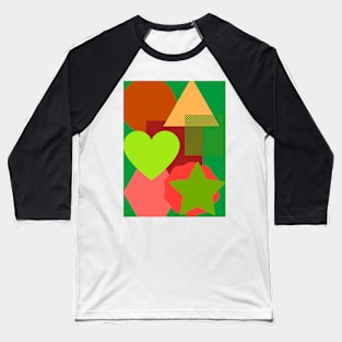 Collage of shapes green  background 2 Baseball T-Shirt